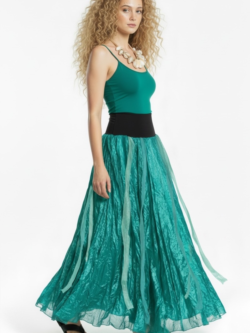 Mermaid maxi skirt teal ocean sparkly costume ren faire festival tall